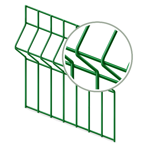 Сетка заборная 3D зеленая / 2*2,5м / 60*200мм /4Р /3.0мм