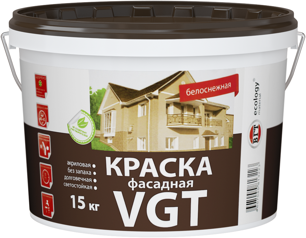 Краска VGT фасадная "Белоснежная" 3 кг.