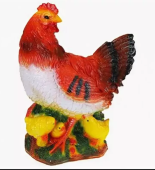 Скульптура для сада гипс "Курица" 30х15х41см с цыплятами